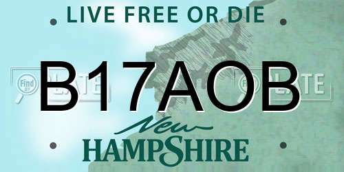 B17AOB New Hampshire License Plate