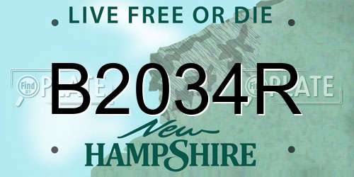 B2034R New Hampshire License Plate