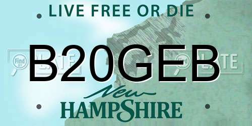B20GEB New Hampshire License Plate