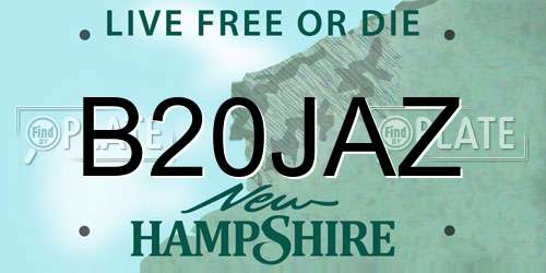 B20JAZ New Hampshire License Plate