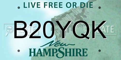 B20YQK New Hampshire License Plate