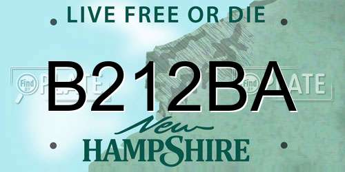 B212BA New Hampshire License Plate