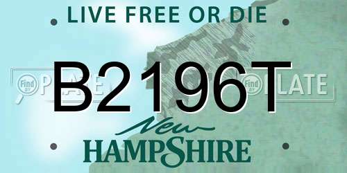 B2196T New Hampshire License Plate