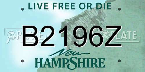 B2196Z New Hampshire License Plate