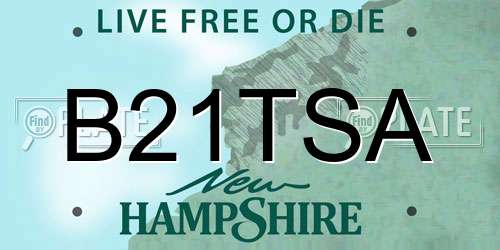 B21TSA New Hampshire License Plate