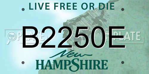 B2250E New Hampshire License Plate