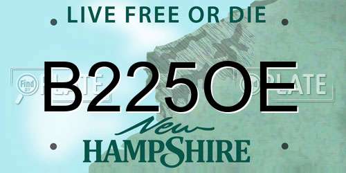 B225OE New Hampshire License Plate