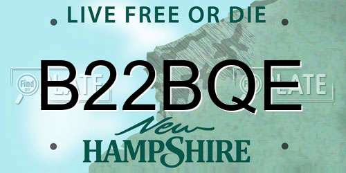 B22BQE New Hampshire License Plate