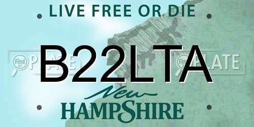 B22LTA New Hampshire License Plate