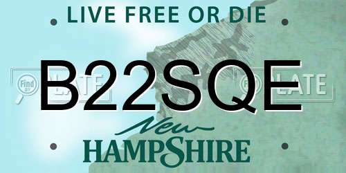 B22SQE New Hampshire License Plate