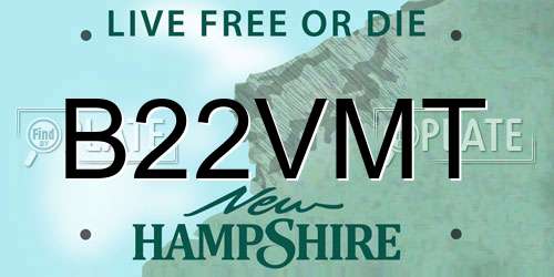 B22VMT New Hampshire License Plate
