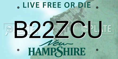 B22ZCU New Hampshire License Plate