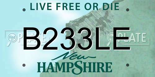 B233LE New Hampshire License Plate