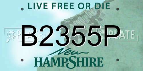 B2355P New Hampshire License Plate