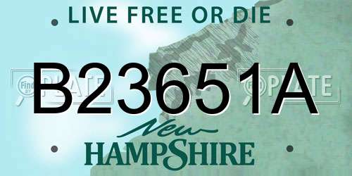 B23651A New Hampshire License Plate