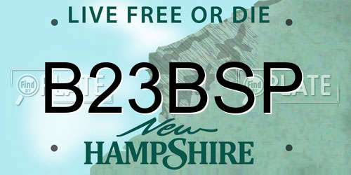 B23BSP New Hampshire License Plate