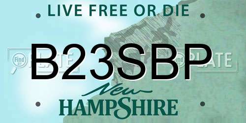 B23SBP New Hampshire License Plate