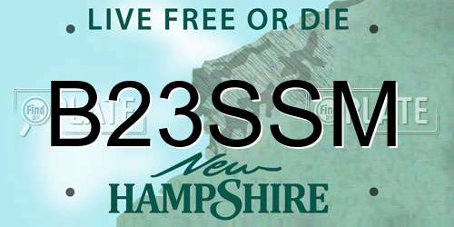 B23SSM New Hampshire License Plate