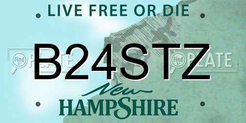 B24STZ New Hampshire License Plate