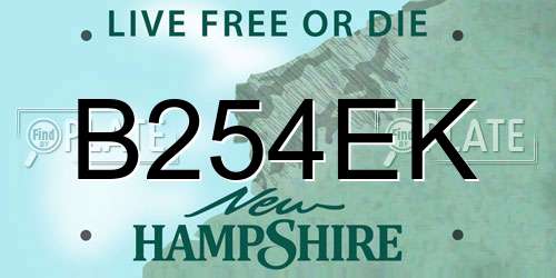 B254EK New Hampshire License Plate