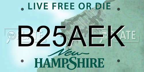 B25AEK New Hampshire License Plate