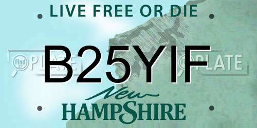 B25YIF New Hampshire License Plate