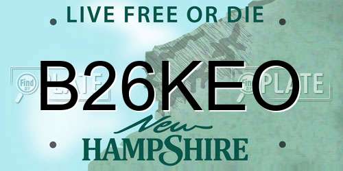 B26KEO New Hampshire License Plate