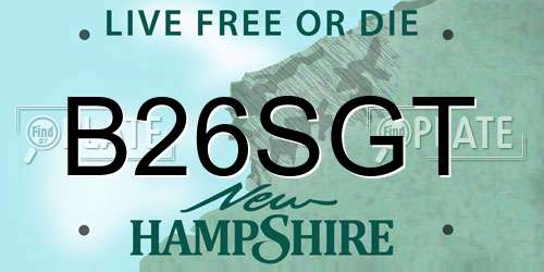 B26SGT New Hampshire License Plate
