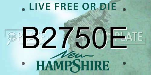B2750E New Hampshire License Plate