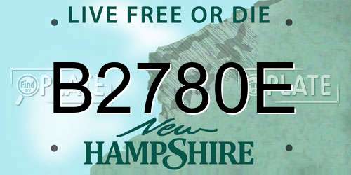 B2780E New Hampshire License Plate