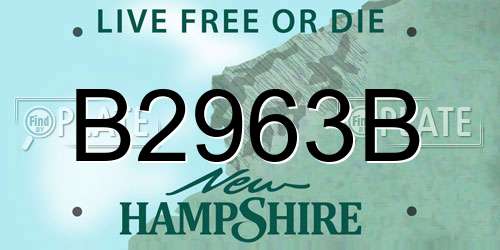 B2963B New Hampshire License Plate