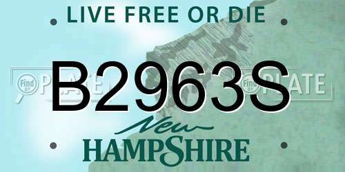 B2963S New Hampshire License Plate