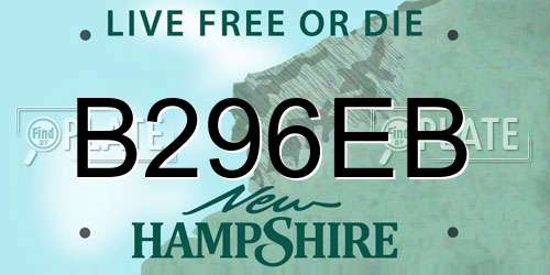 B296EB New Hampshire License Plate