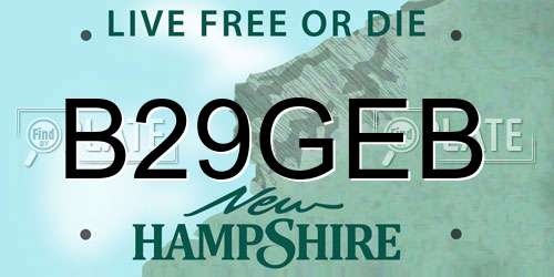 B29GEB New Hampshire License Plate