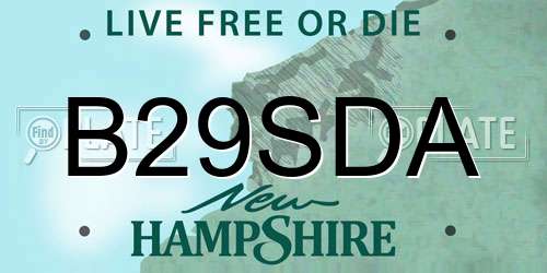 B29SDA New Hampshire License Plate