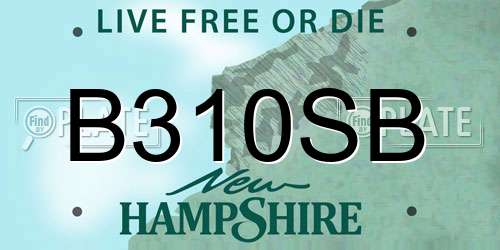 B310SB New Hampshire License Plate