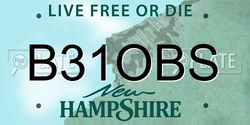 B31OBS New Hampshire License Plate