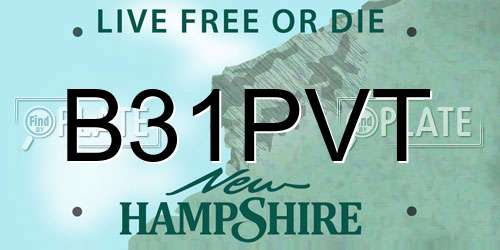 B31PVT New Hampshire License Plate
