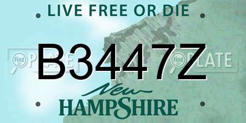 B3447Z New Hampshire License Plate