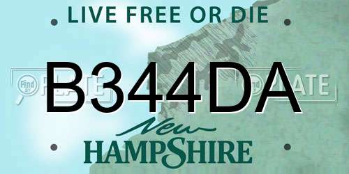 B344DA New Hampshire License Plate