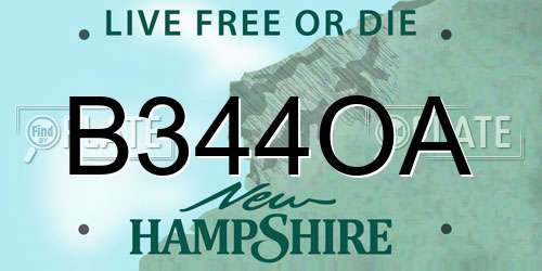 B344OA New Hampshire License Plate