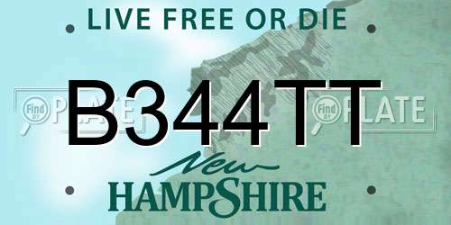 B344TT New Hampshire License Plate