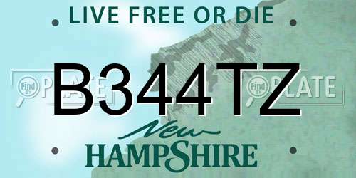 B344TZ New Hampshire License Plate