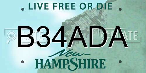 B34ADA New Hampshire License Plate