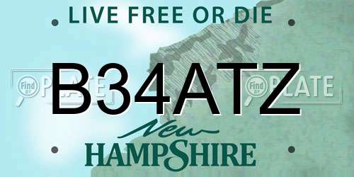 B34ATZ New Hampshire License Plate