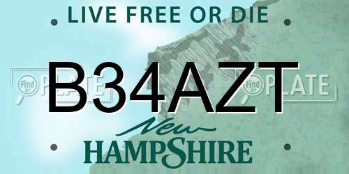 B34AZT New Hampshire License Plate
