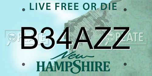 B34AZZ New Hampshire License Plate