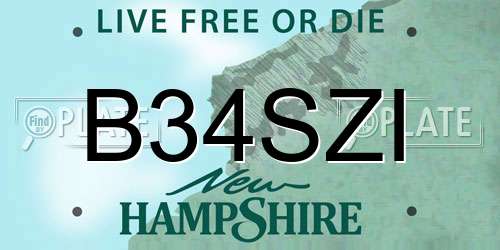 B34SZI New Hampshire License Plate