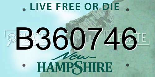 B360746 New Hampshire License Plate