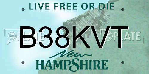 B38KVT New Hampshire License Plate
